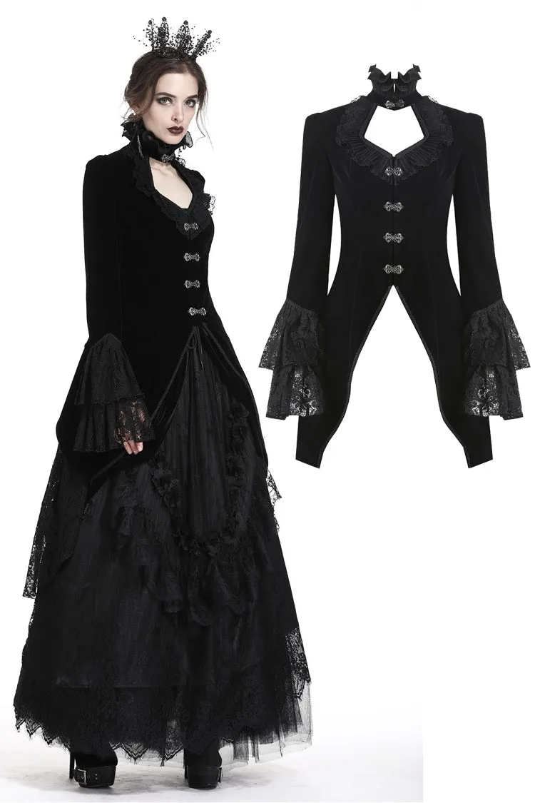 Gothic velvet swallow lace tail jacket JW174