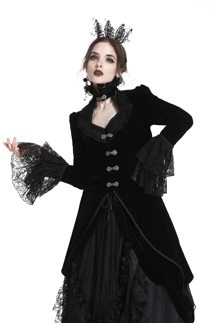 Gothic velvet swallow lace tail jacket JW174