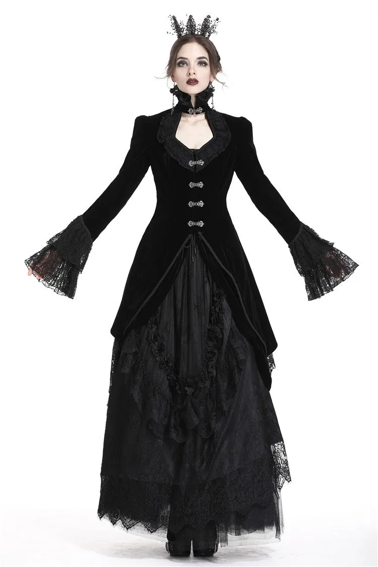 Gothic velvet swallow lace tail jacket JW174