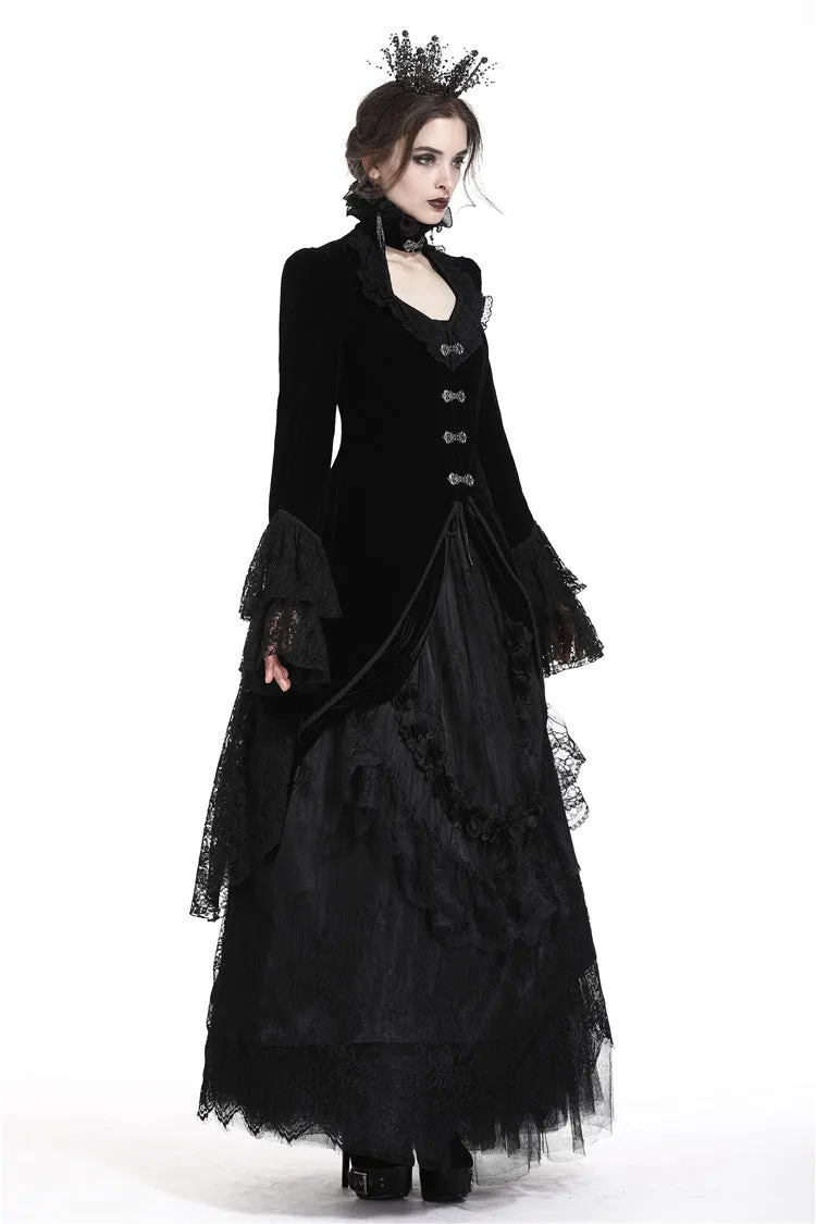 Gothic velvet swallow lace tail jacket JW174