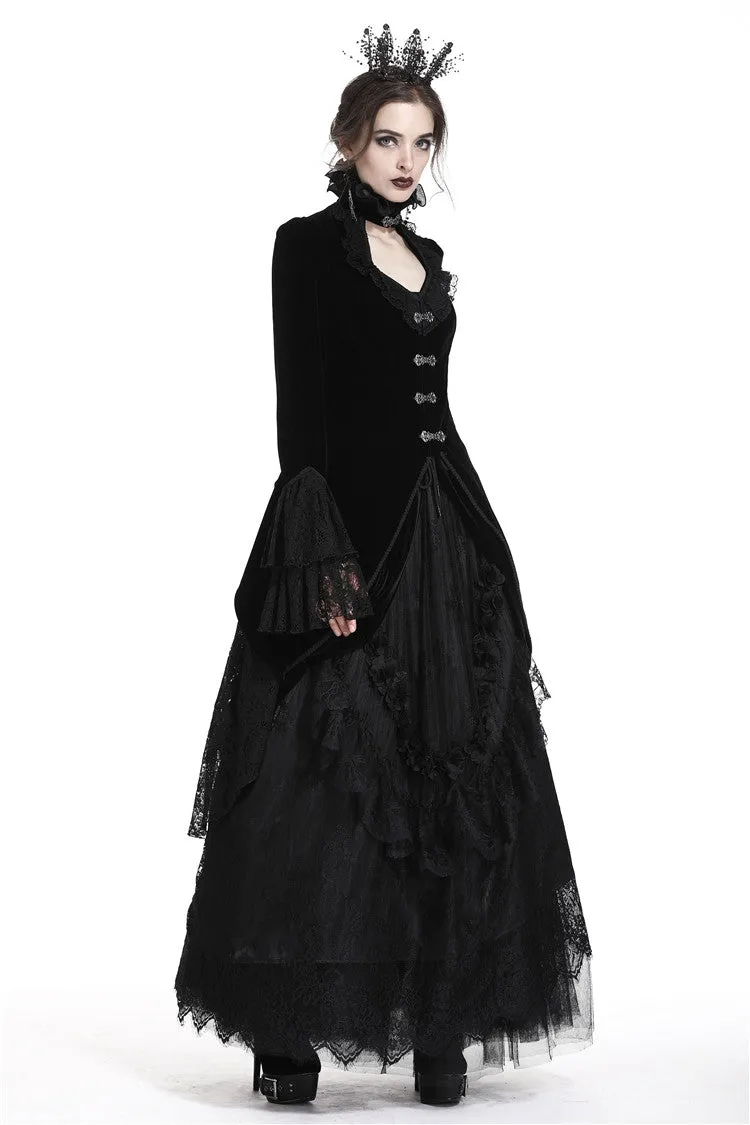 Gothic velvet swallow lace tail jacket JW174