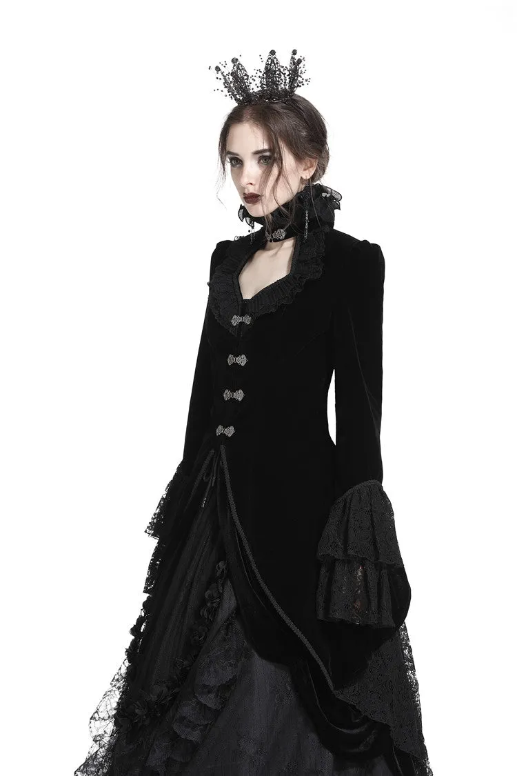 Gothic velvet swallow lace tail jacket JW174