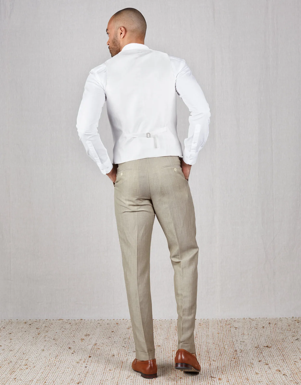 Hawker Bone Linen-Wool Blend Twill Suit