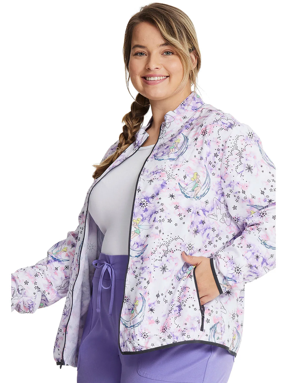 HeartSoul Break on Through - Women's Packable Starlight Tink Print Scrub Jacket