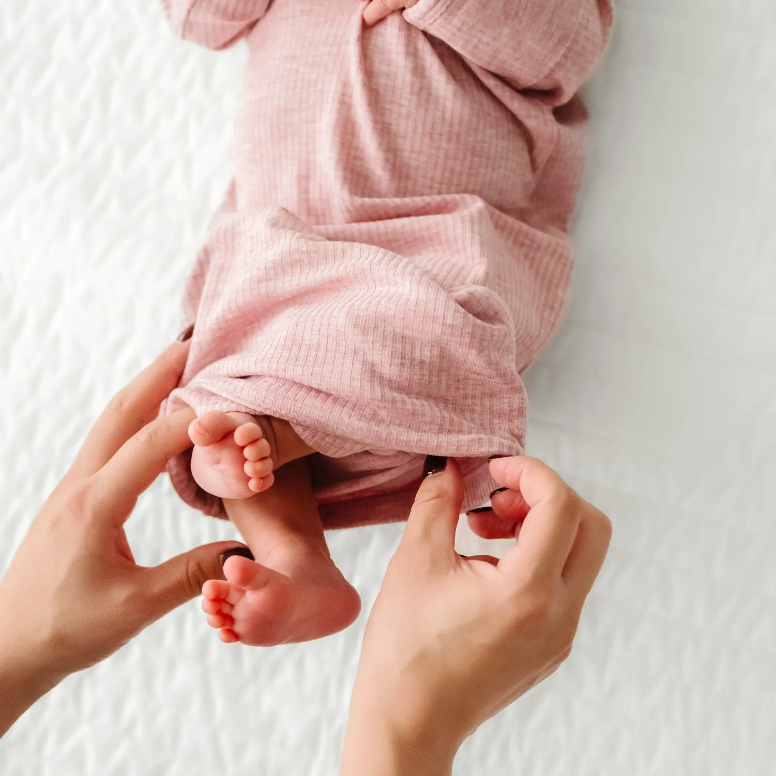 Heather Mauve Ribbed Infant Gown