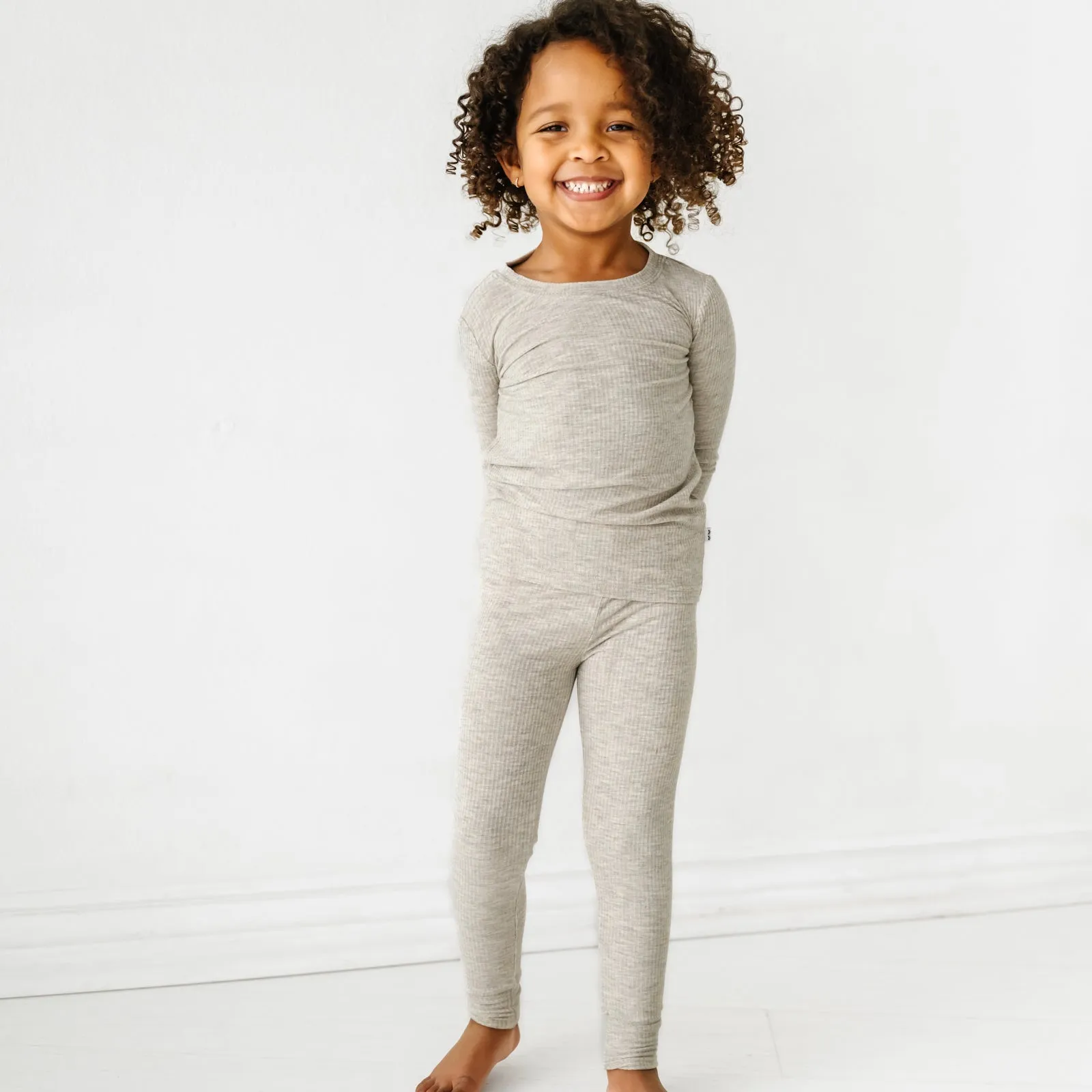 Cozy Heather Stone Ribbed Two-Piece Pajama Set for Comfort and Style