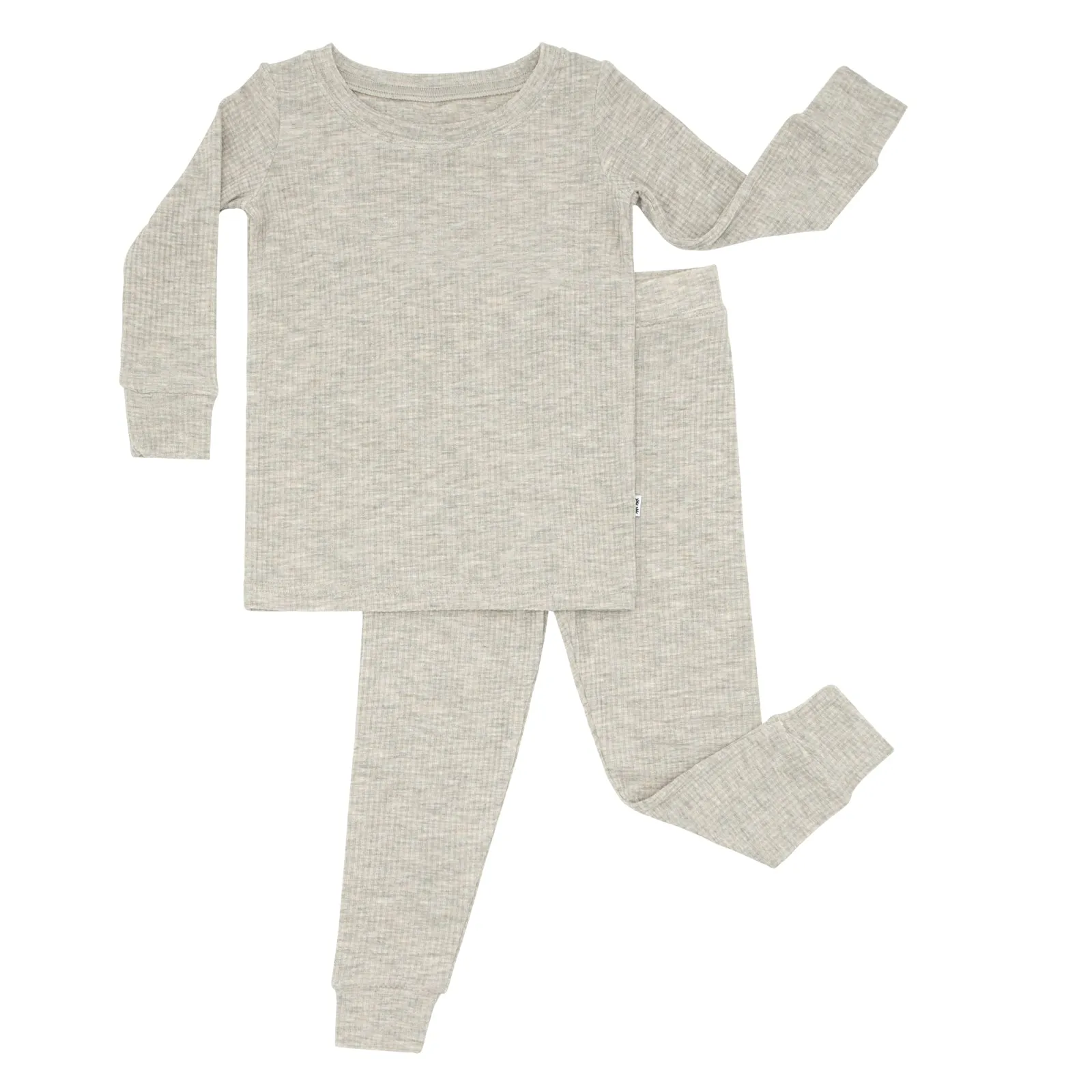 Cozy Heather Stone Ribbed Two-Piece Pajama Set for Comfort and Style