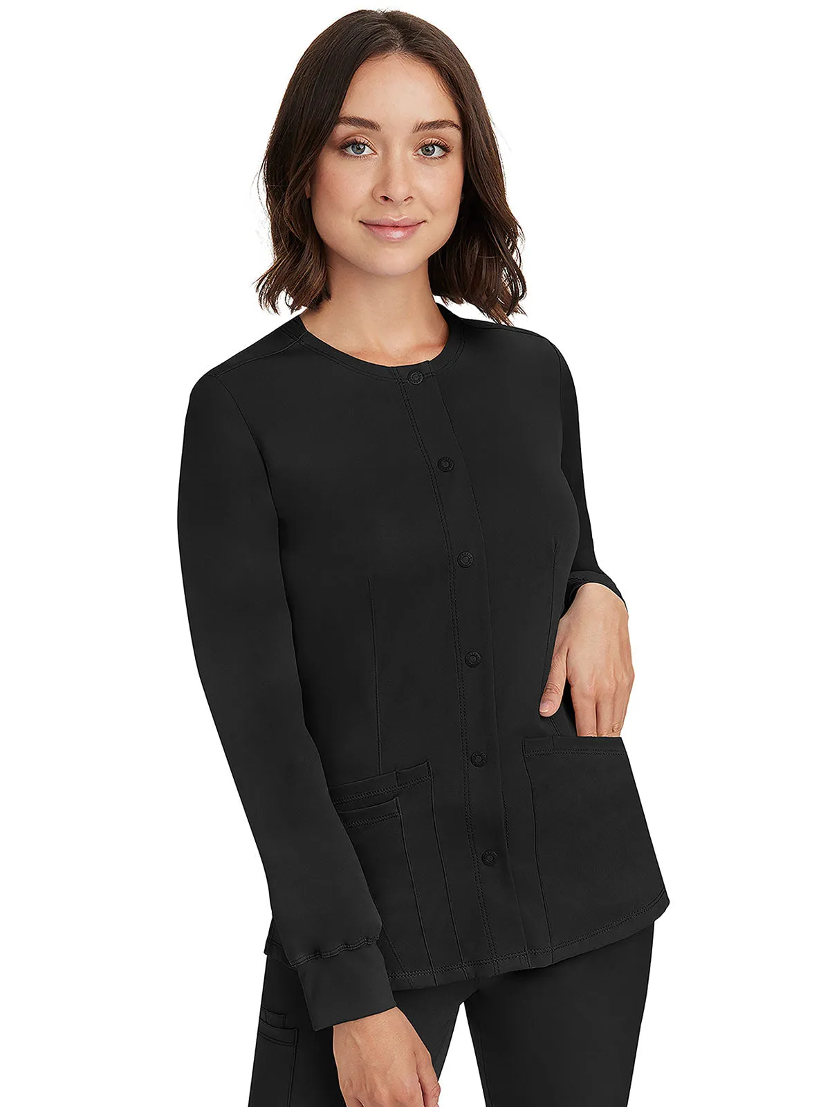 HH Works - Women's Megan Button Front Solid Scrub Jacket