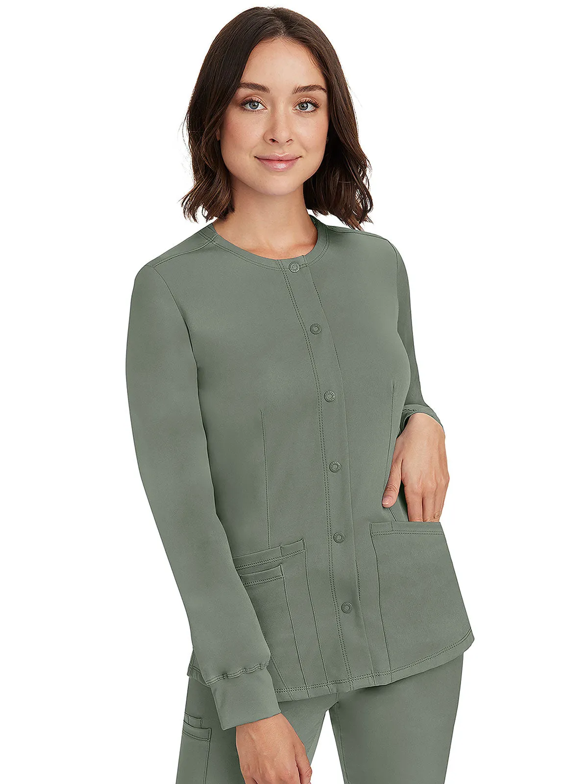 HH Works - Women's Megan Button Front Solid Scrub Jacket