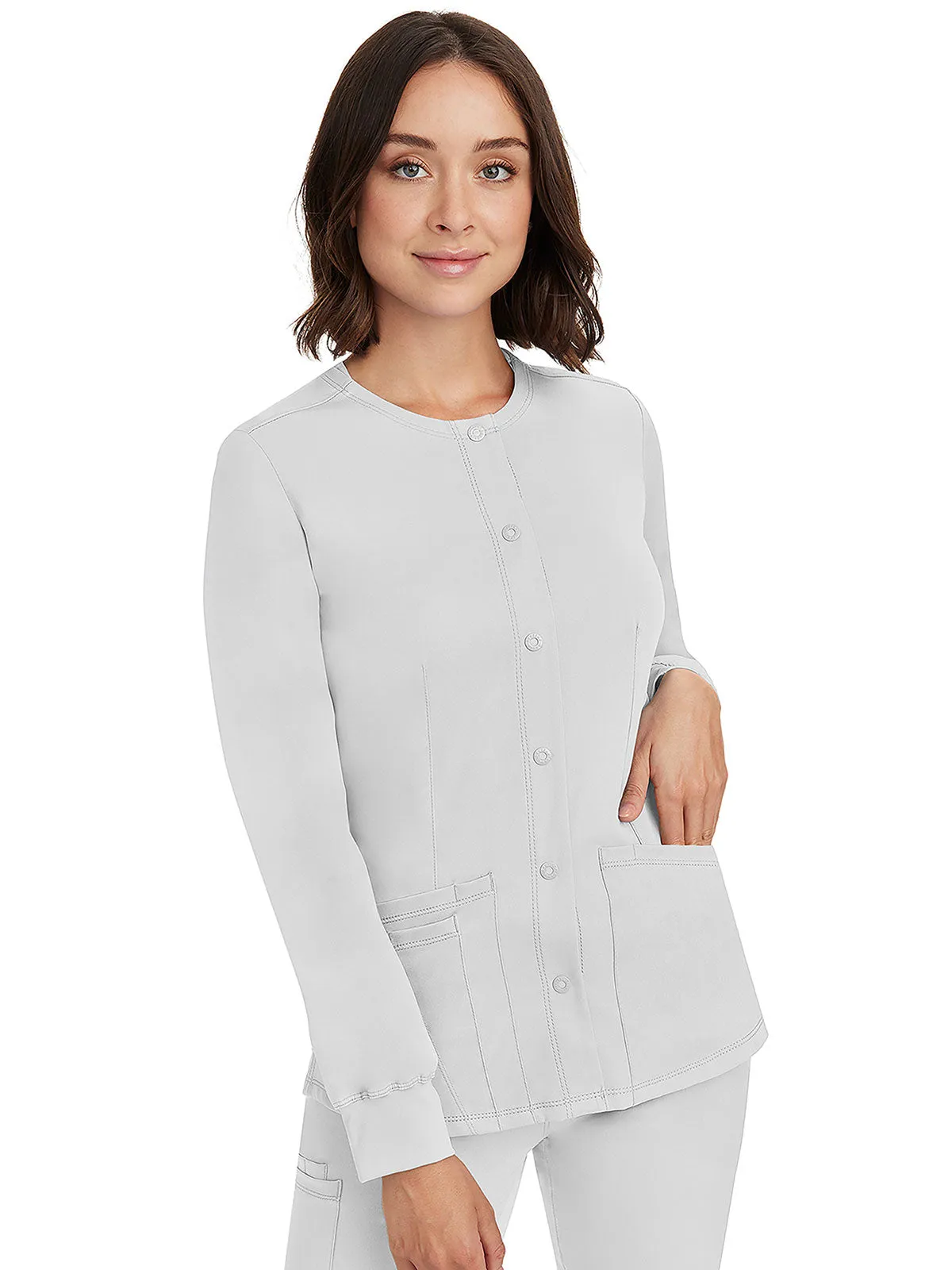 HH Works - Women's Megan Button Front Solid Scrub Jacket