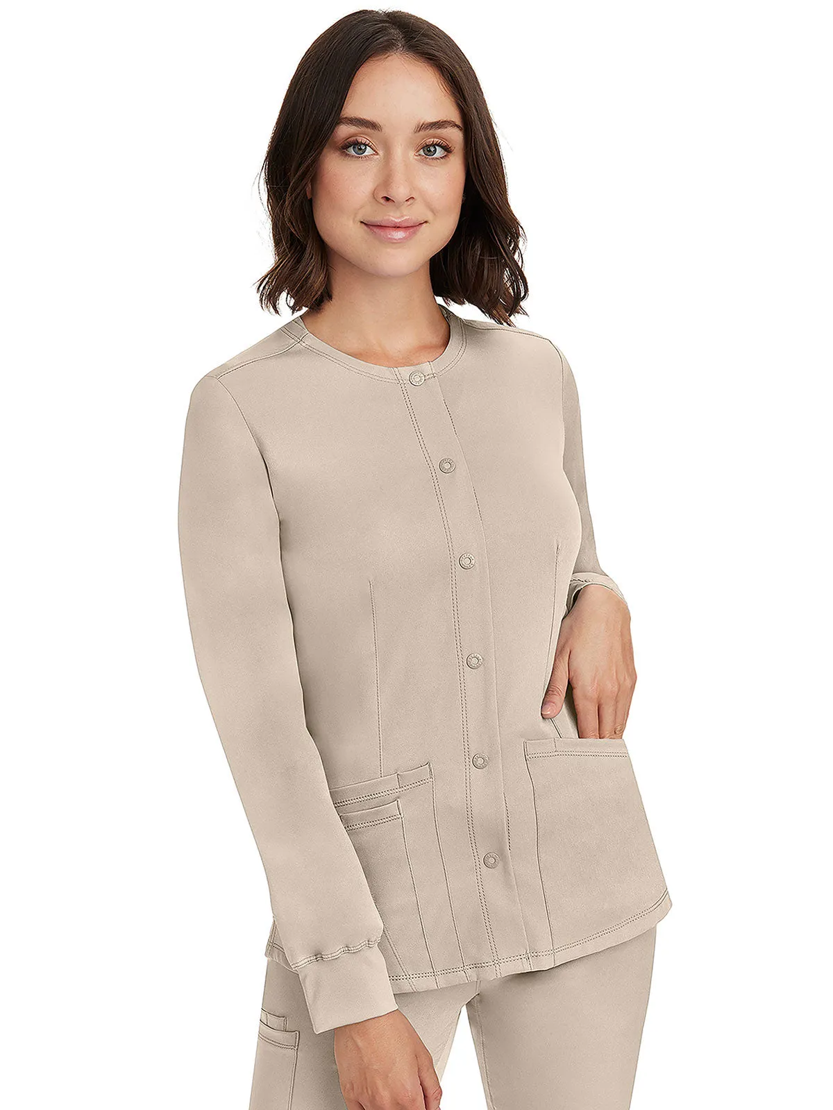 HH Works - Women's Megan Button Front Solid Scrub Jacket