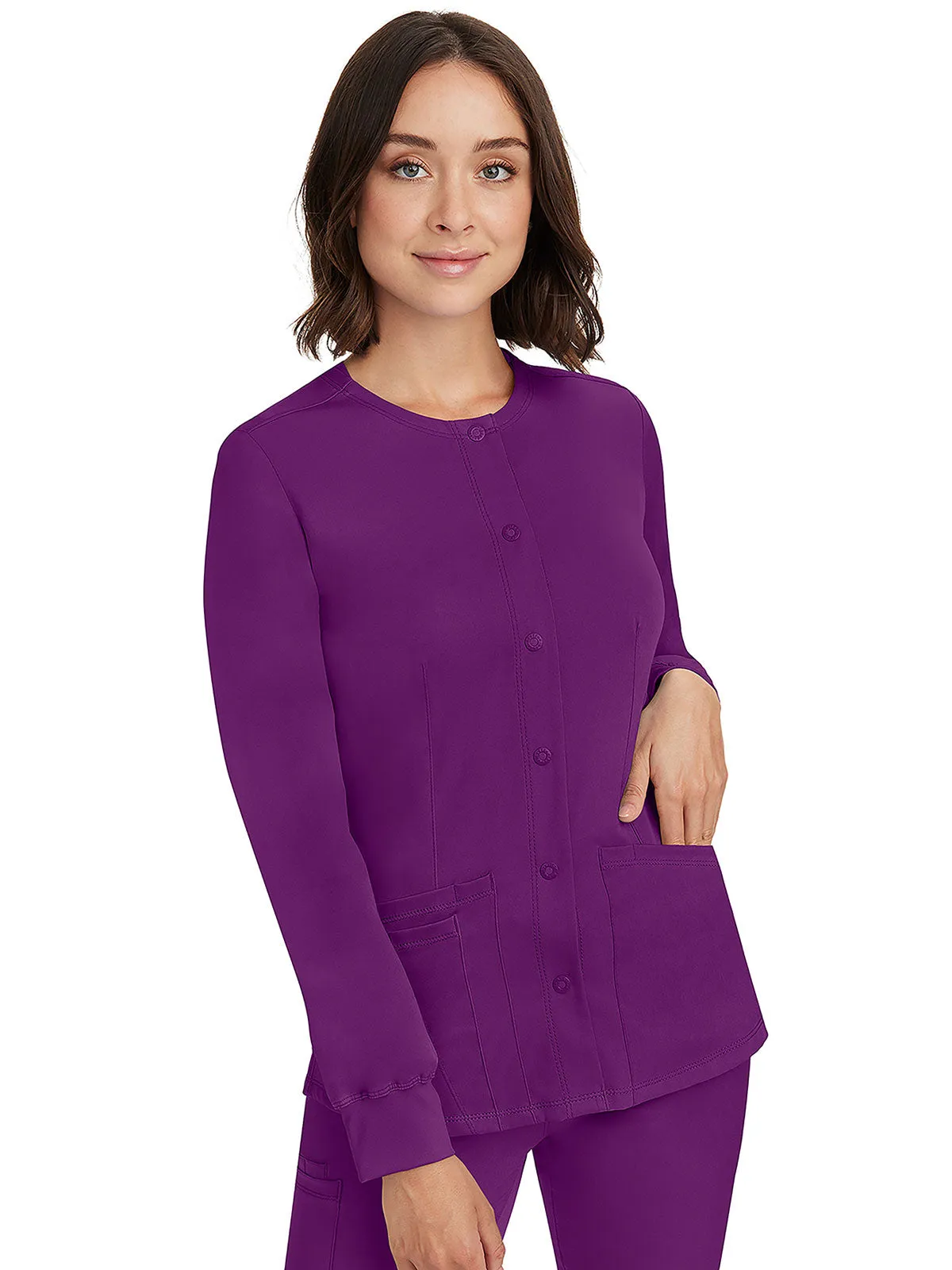 HH Works - Women's Megan Button Front Solid Scrub Jacket