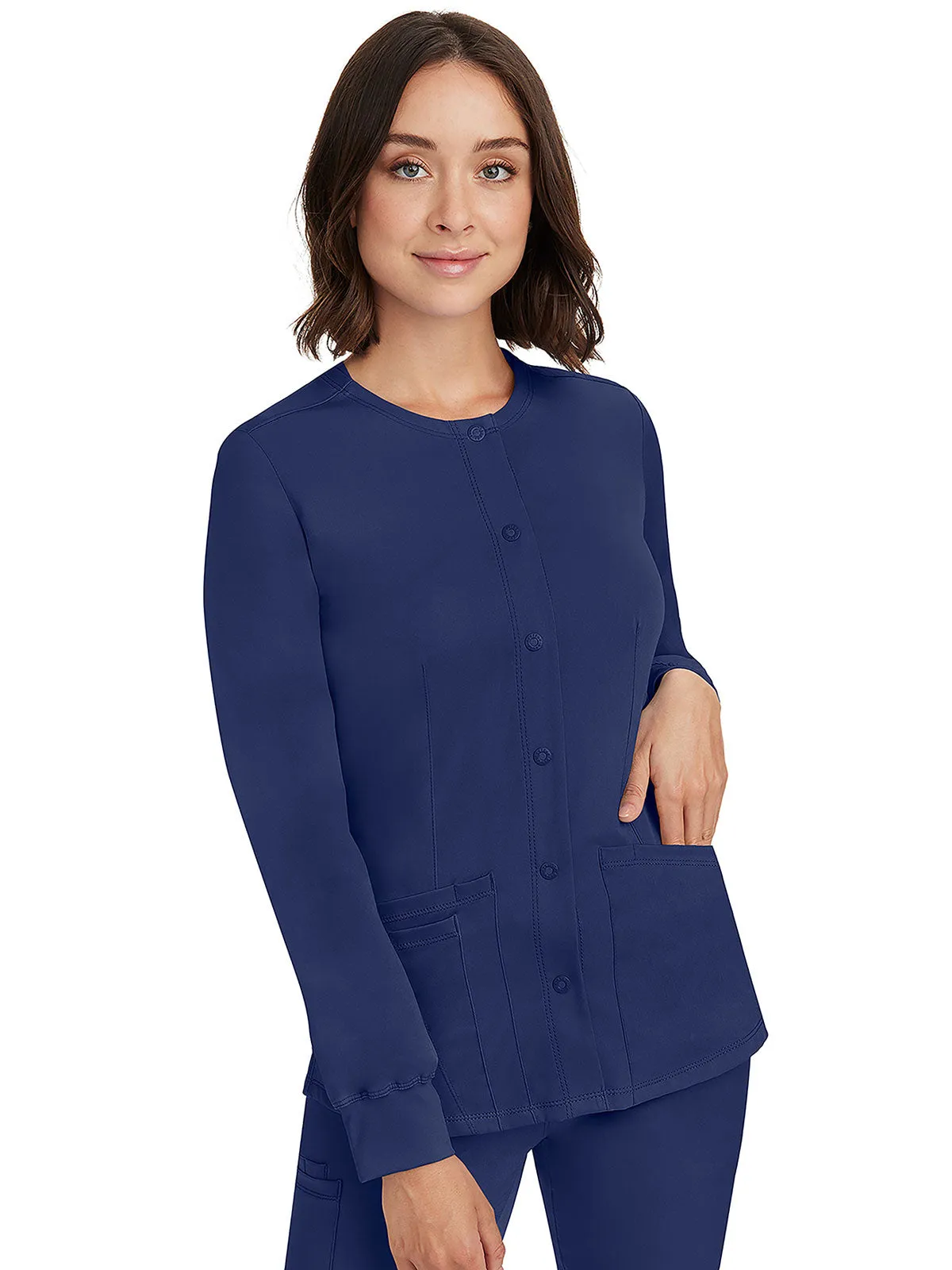 HH Works - Women's Megan Button Front Solid Scrub Jacket