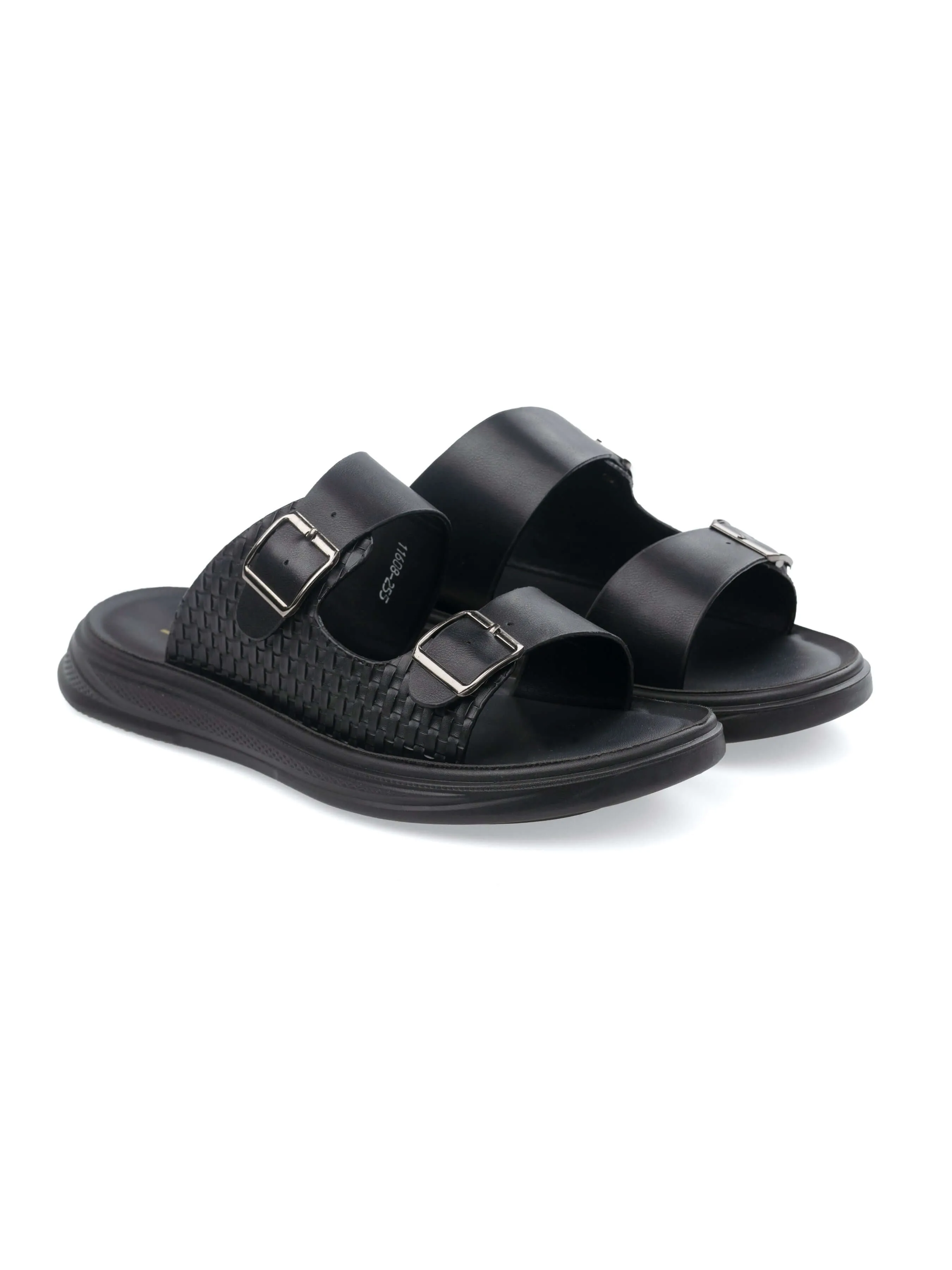 Hugo Double Strap Woven Sandal - Black (Cloud Sole)