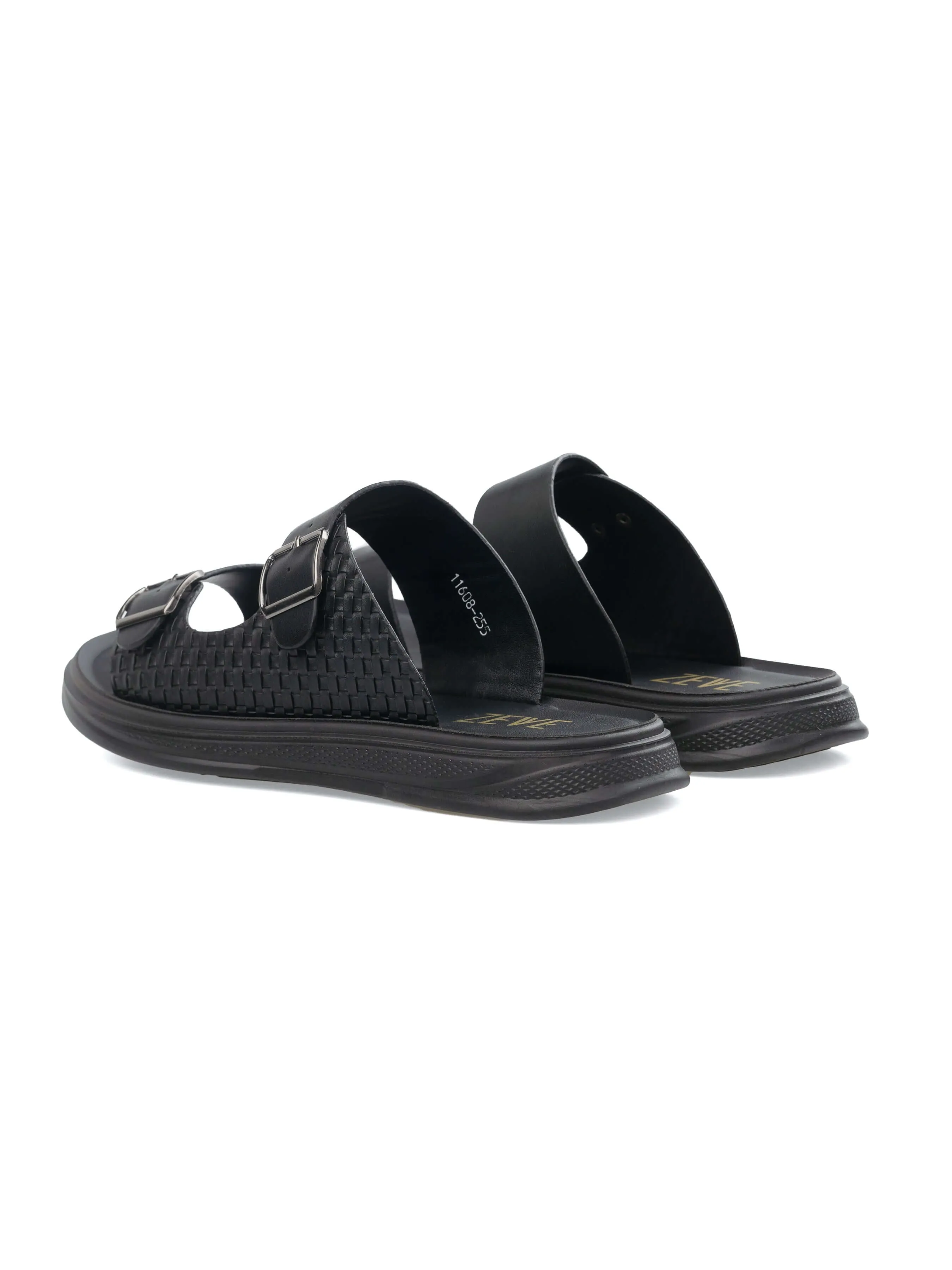 Hugo Double Strap Woven Sandal - Black (Cloud Sole)