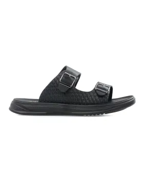 Hugo Double Strap Woven Sandal - Black (Cloud Sole)