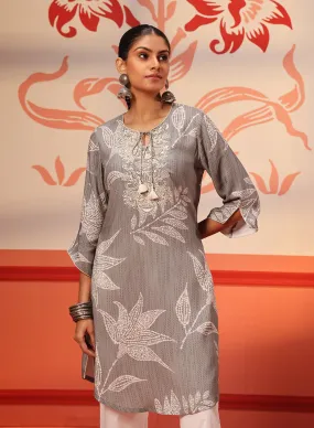 Ireen Ash Grey Printed Kurta for Women