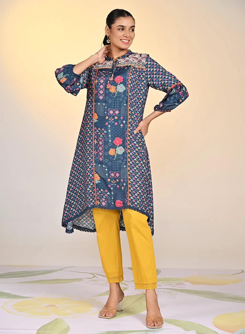 Jiya Blue Printed Kurti For Women