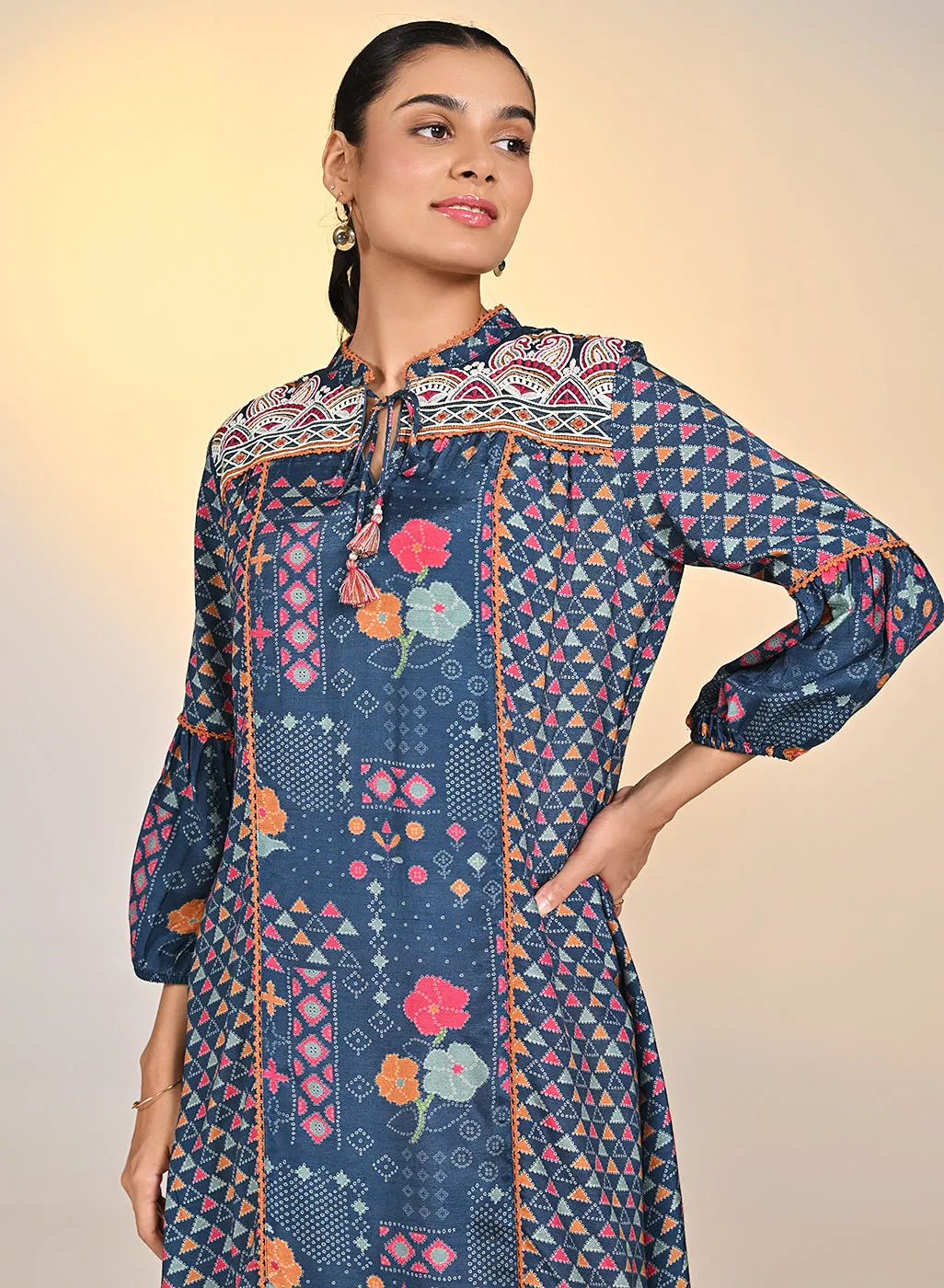 Jiya Blue Printed Kurti For Women