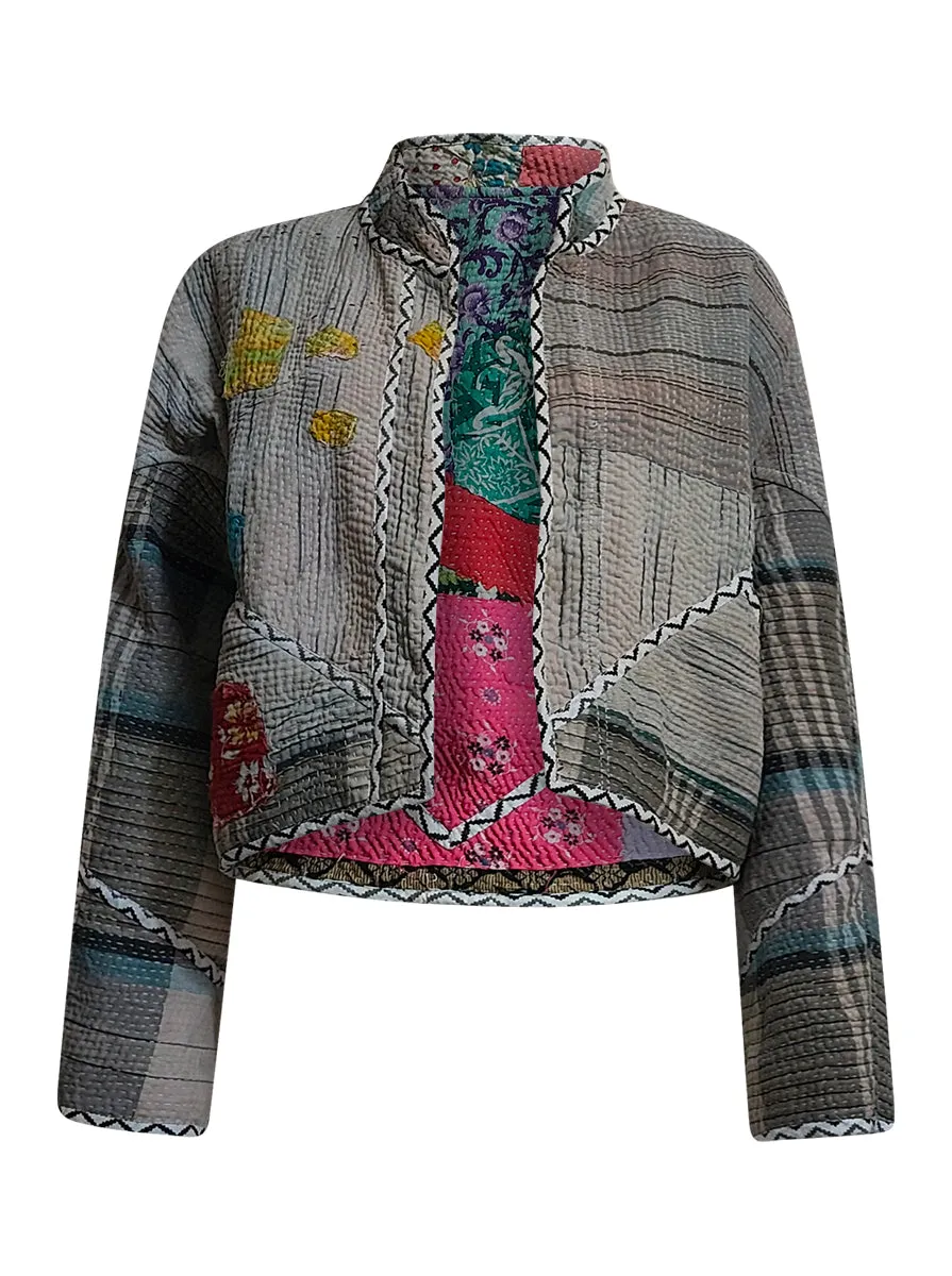 kantha vintage crop jacket geeta