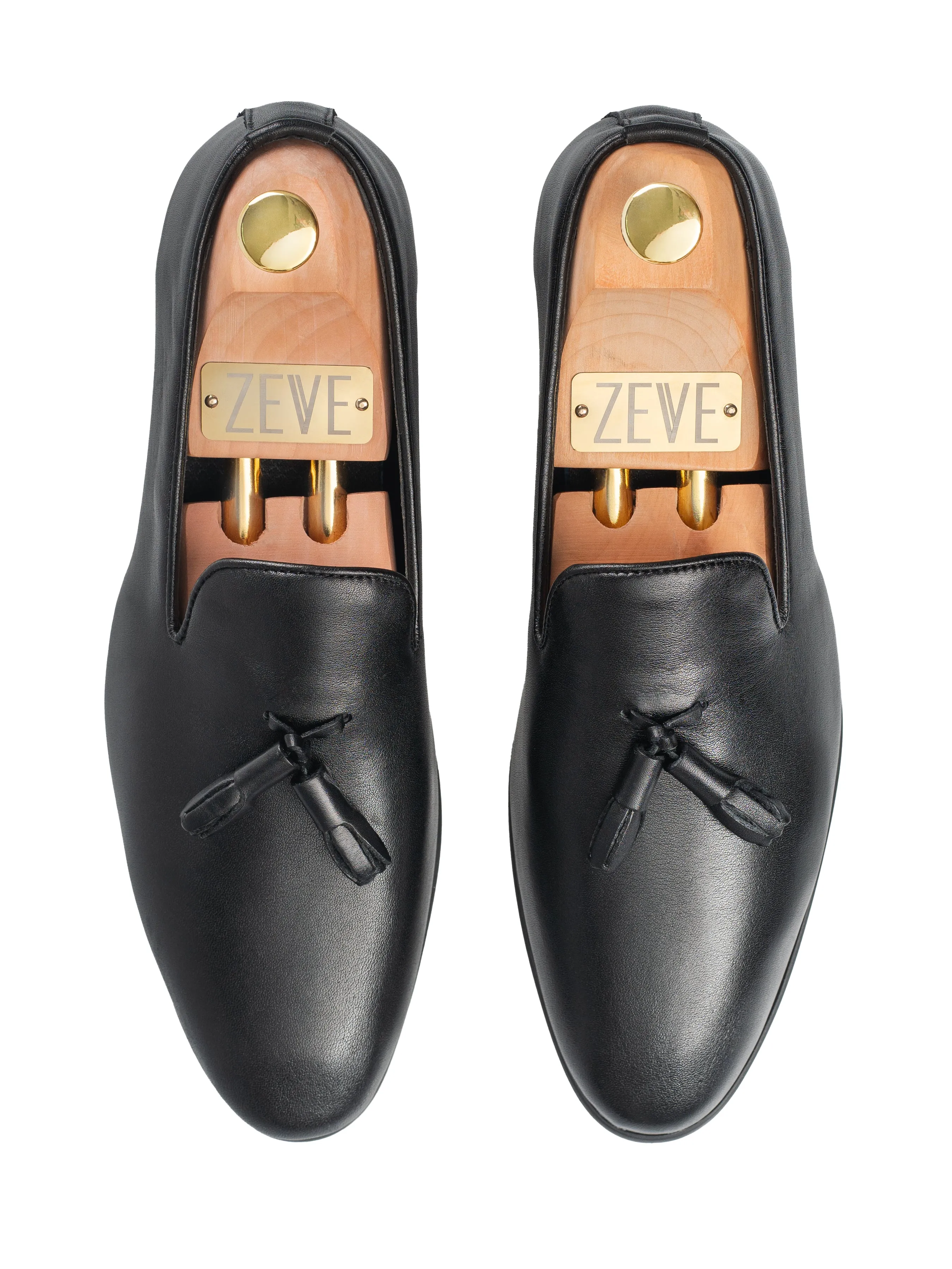 Loafer Slipper - Solid Black Leather