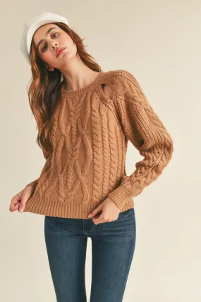 Chic Beige/Taupe Love Me More Cut-Out Sweater