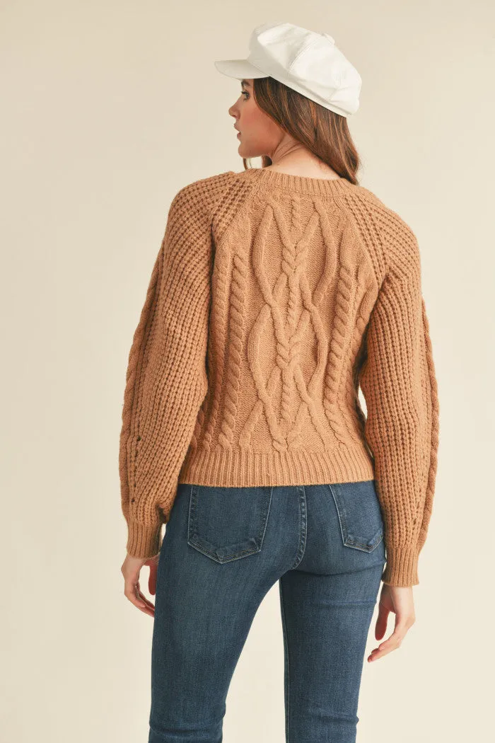 Chic Beige/Taupe Love Me More Cut-Out Sweater