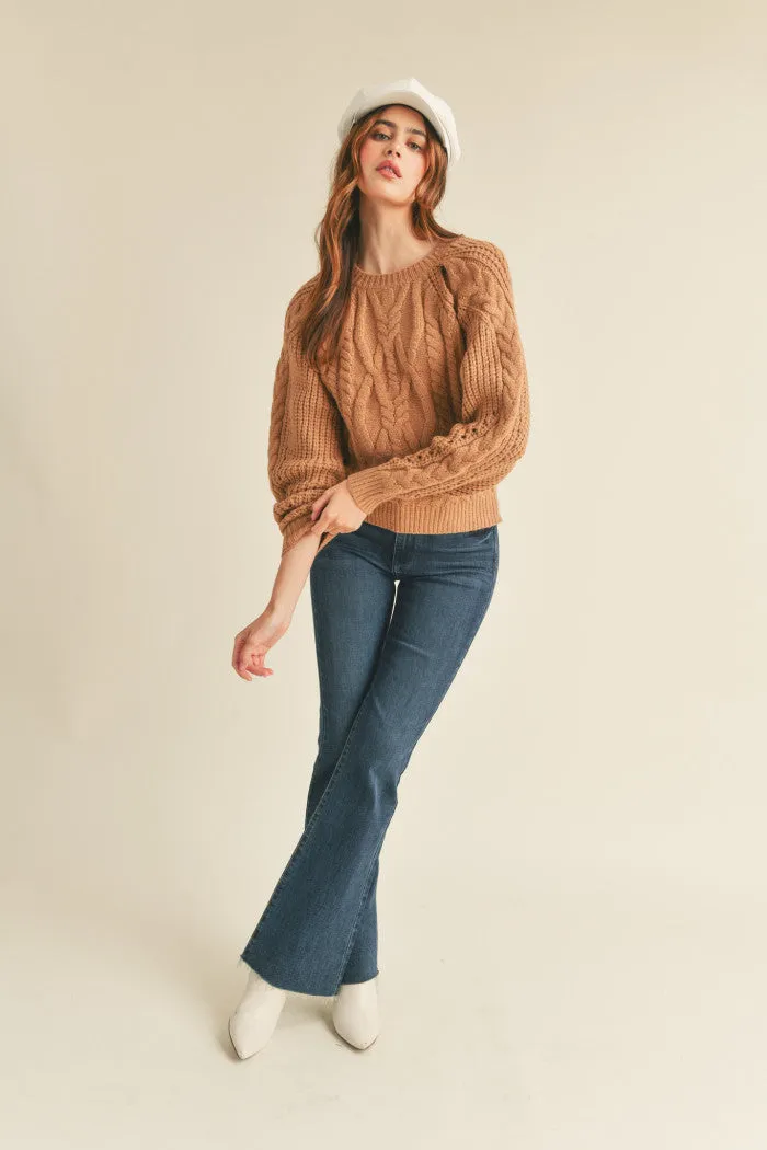 Chic Beige/Taupe Love Me More Cut-Out Sweater