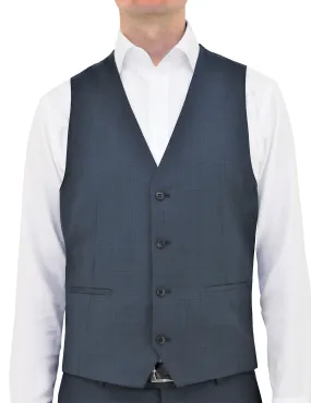 Luke 210 Blue Check Wool Waistcoat