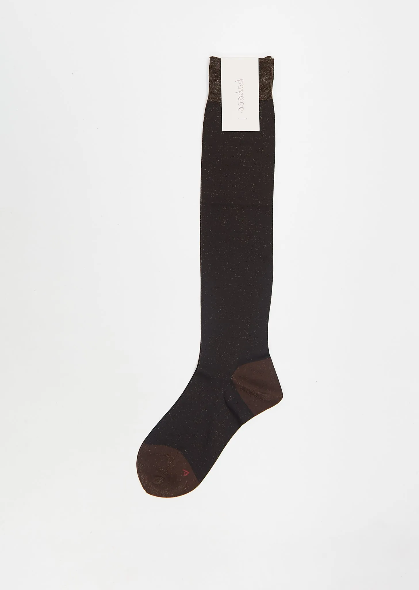 Lurex Knee High Socks — Dark Brown