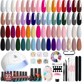 MEFA Gel Nail Polish Kit   UV Light | 56 Pcs