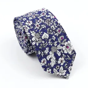 Melrose Floral Cotton Tie, Blue / White / Purple