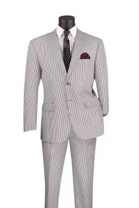 MEN'S 2PC SEERSUCKER MODERN FIT SUIT IN BLACK PINSTRIPE