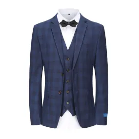 Men's 3-Piece Performance Stretch Slim Fit Check Suit