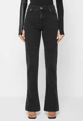 Mid Rise Flared Jeans - Black