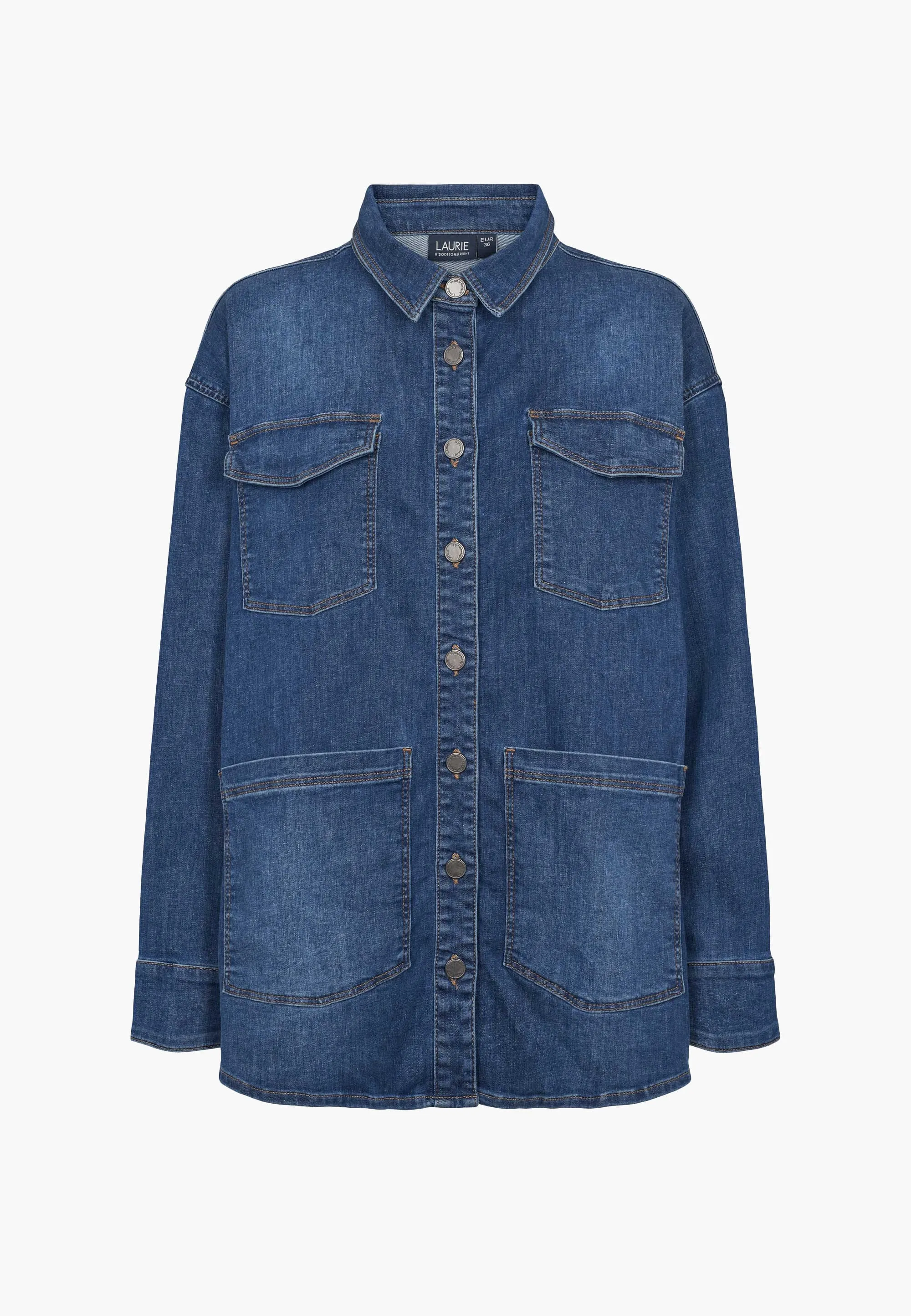 Mille Oversize Shirt Jacket LS - Washed Blue Denim