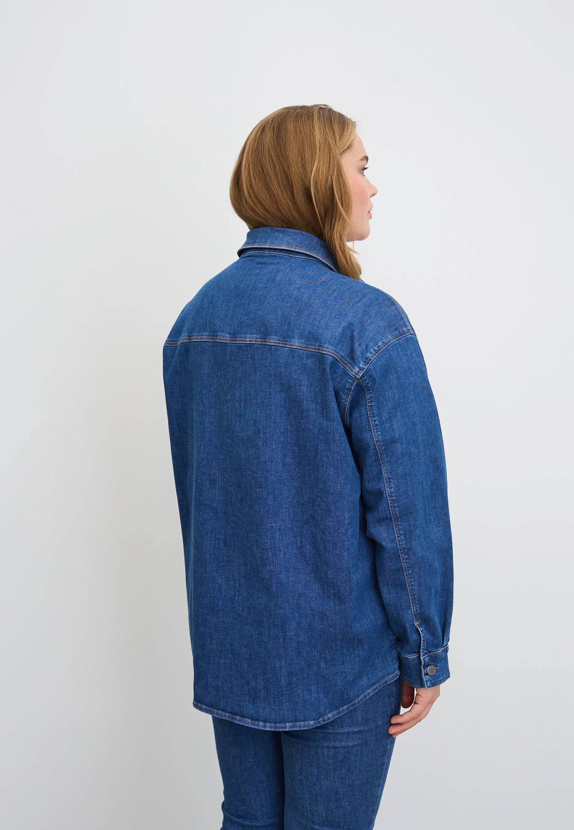 Mille Oversize Shirt Jacket LS - Washed Blue Denim