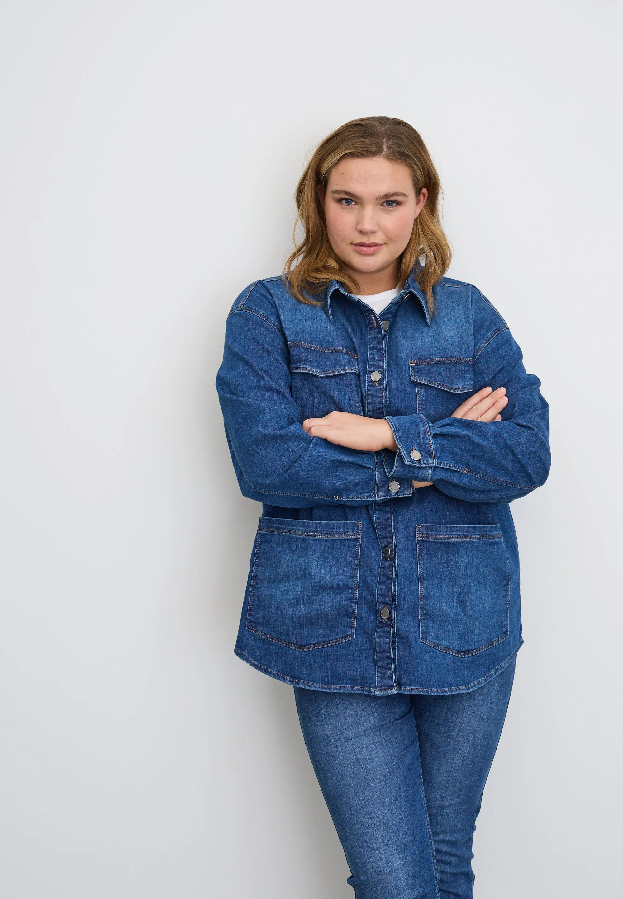 Mille Oversize Shirt Jacket LS - Washed Blue Denim