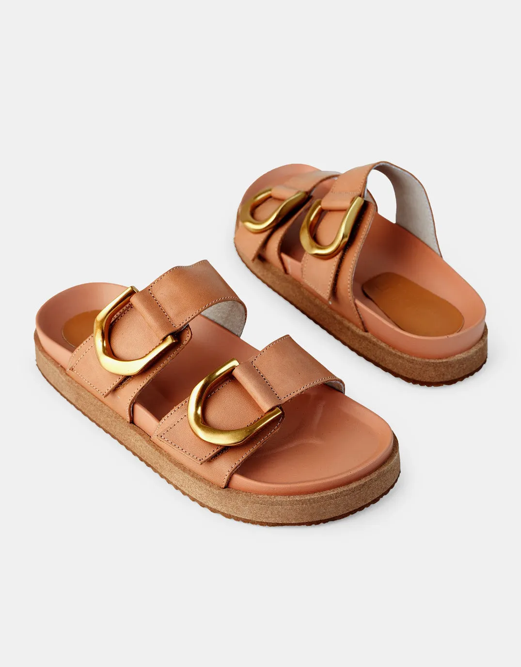 Mint Leather Slides - Tan