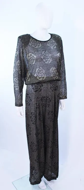 MISSONI Black & Gold Floral Metallic Knit Pant Set Size Size 46