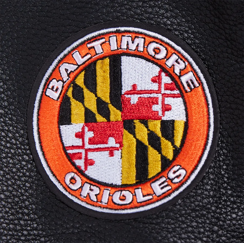 MLB BALTIMORE ORIOLES MASHUP WOMEN'S RIB WOOL VARSITY JACKET (BLACK/ORANGE)