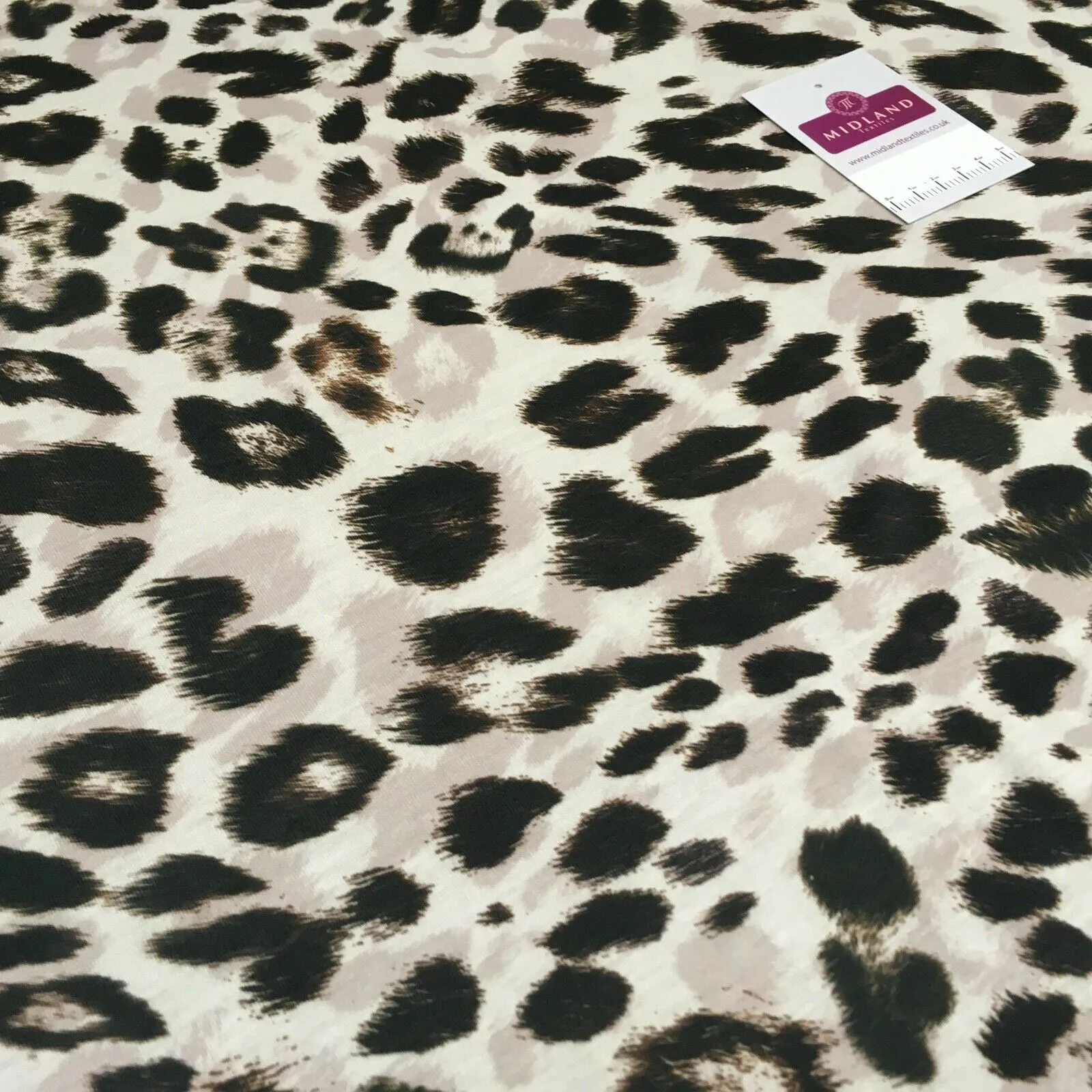 Natural Brown Animal Leopard Print 2 Way stretch Jersey dress Fabric M1522