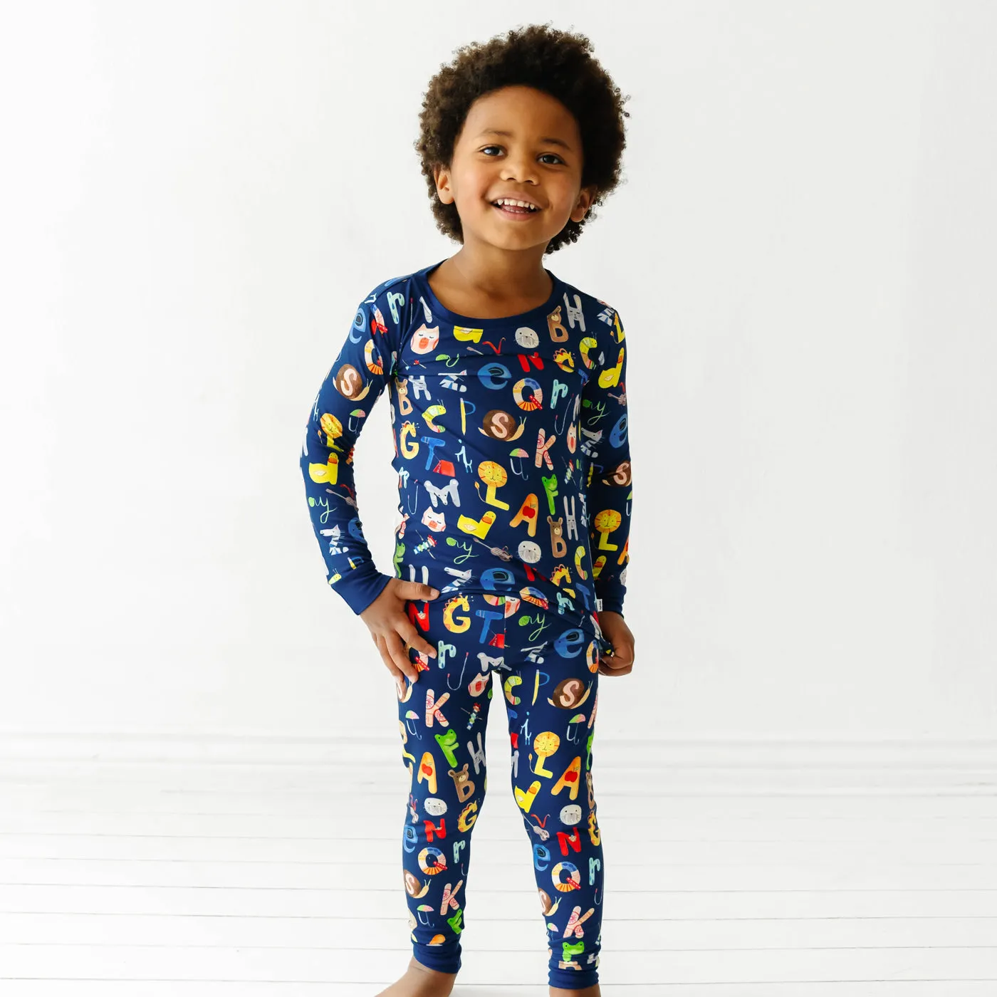 Navy Alphabet Friends Two-Piece Pajama Set