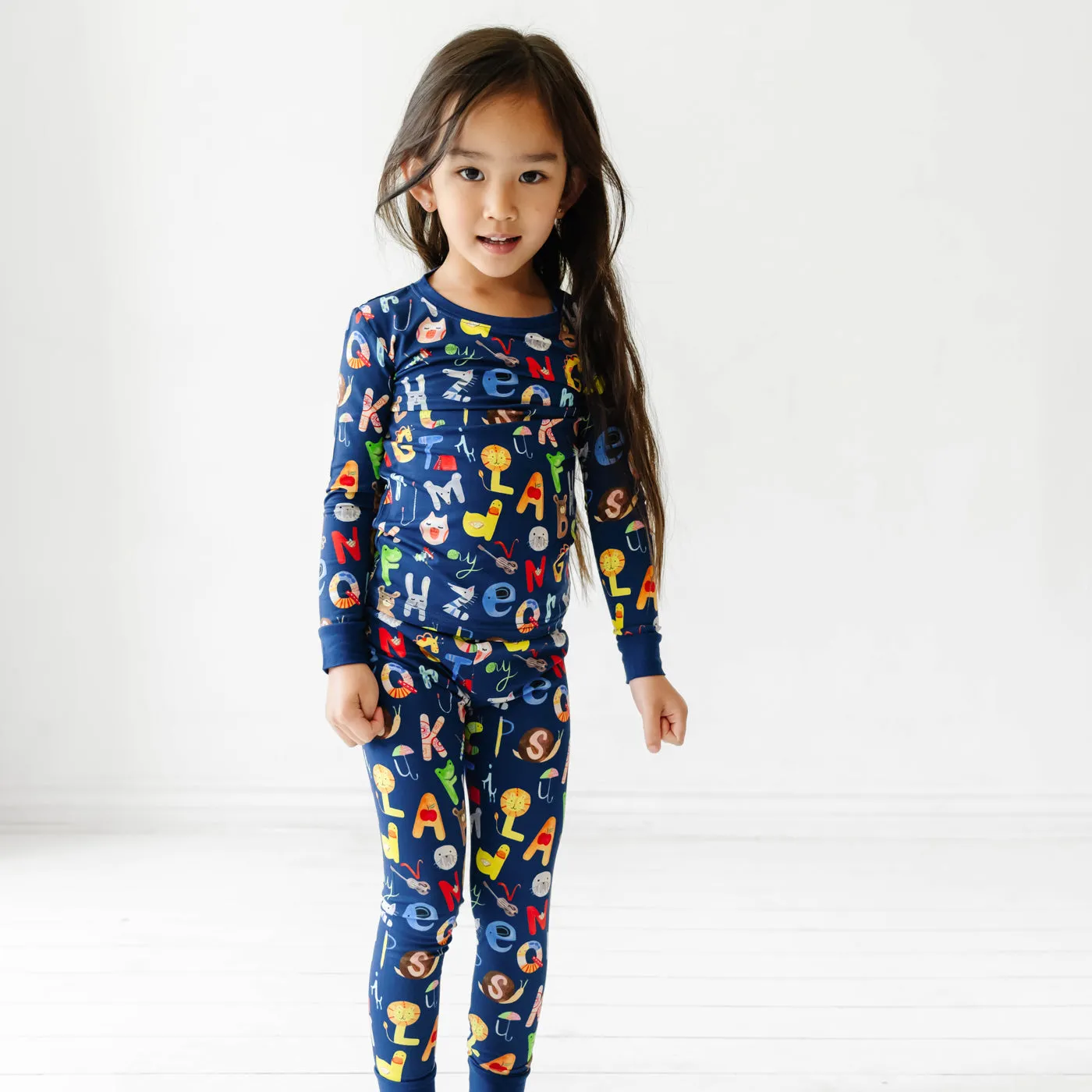 Navy Alphabet Friends Two-Piece Pajama Set