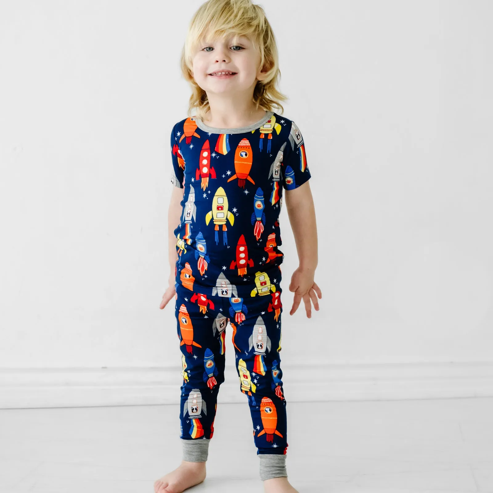 Navy Space Explorer Two-Piece Short Sleeve Pajama Set