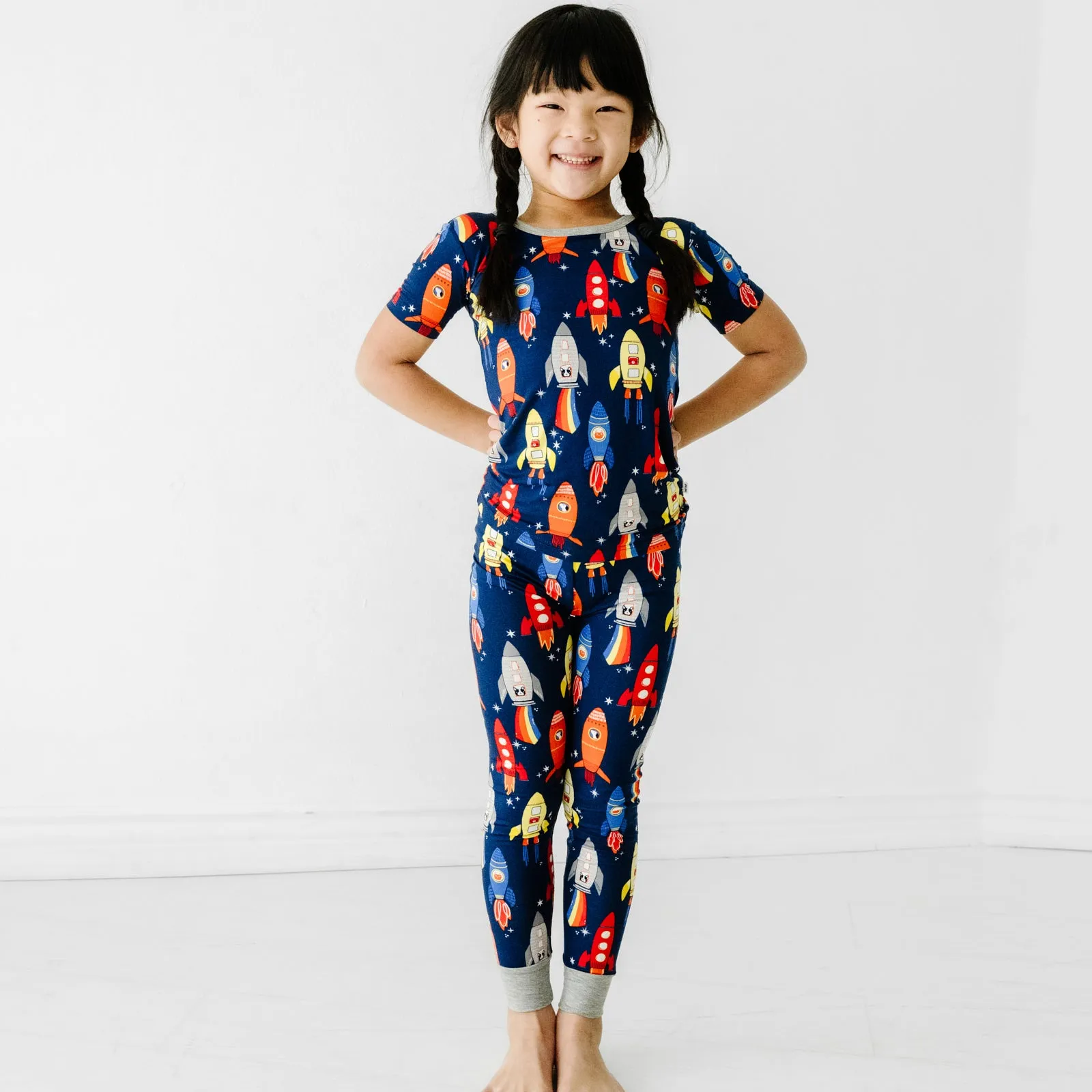 Navy Space Explorer Two-Piece Short Sleeve Pajama Set