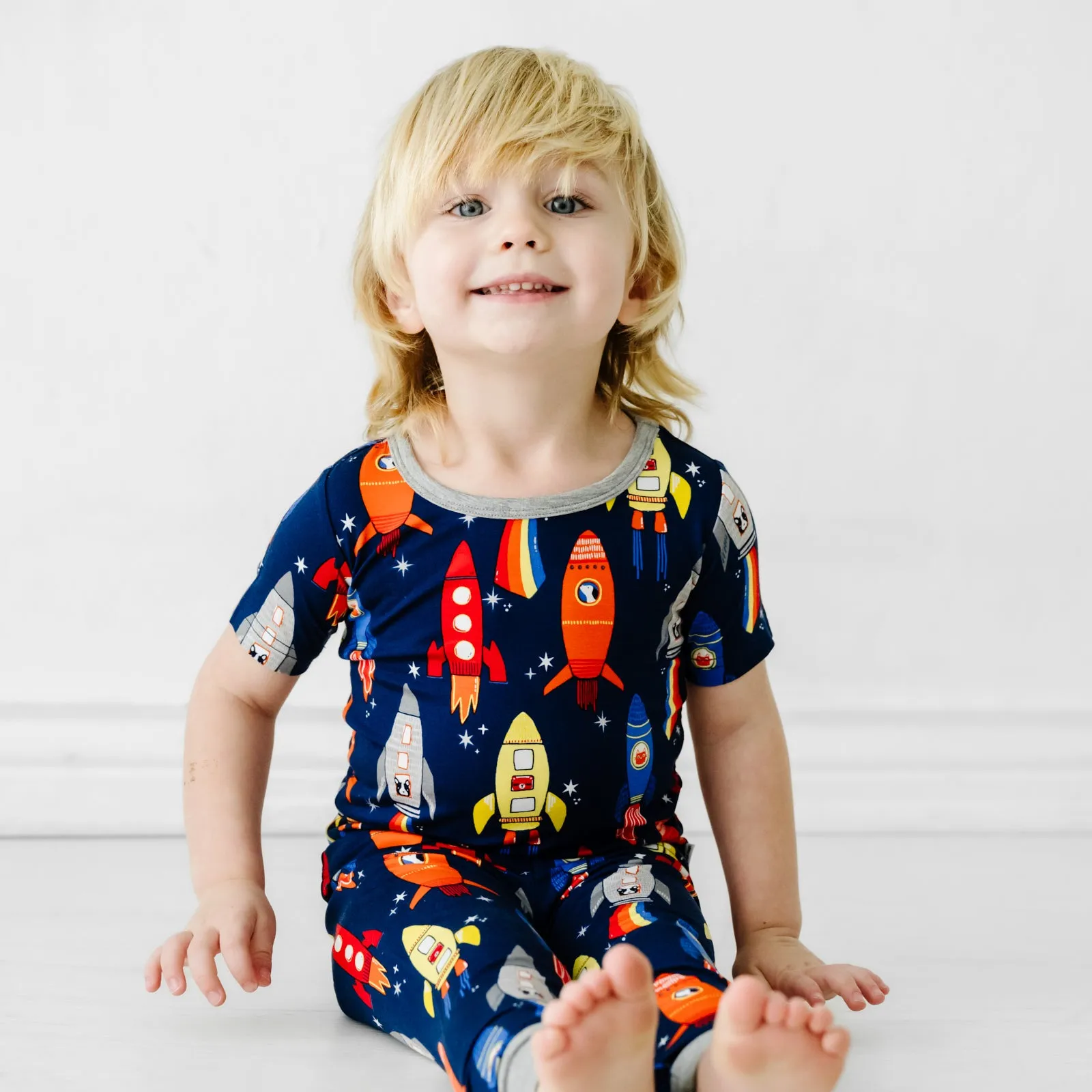 Navy Space Explorer Two-Piece Short Sleeve Pajama Set