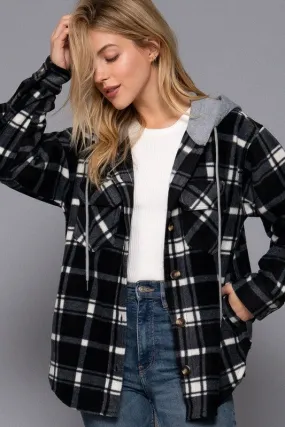 NOELIA PLAID PRINT HOODIE FLEECE JACKET S-2XL