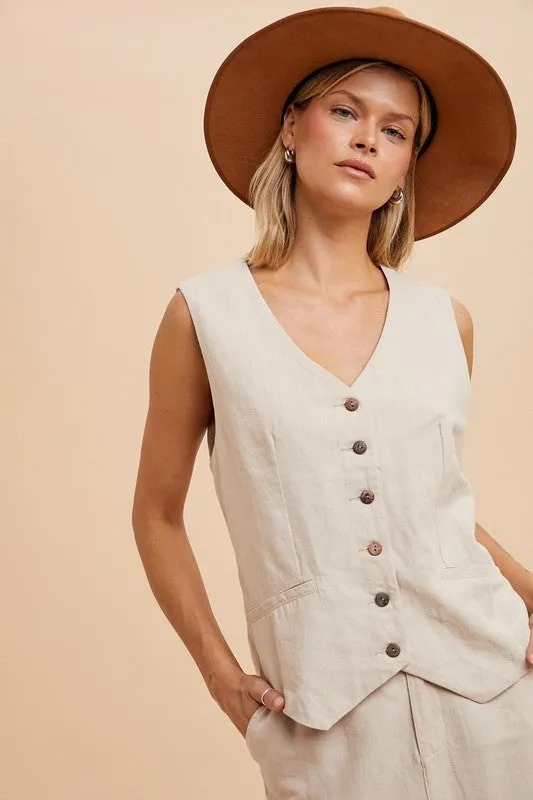 NOVA COTTON LINEN BLEND VEST