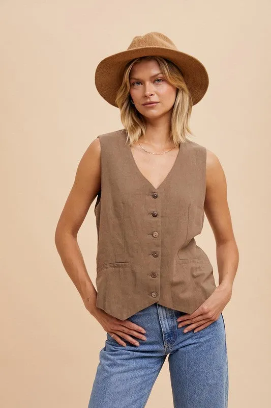 NOVA COTTON LINEN BLEND VEST